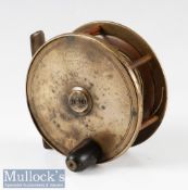 Hardy Bros Makers Alnwick Large Birmingham Brass Salmon Reel with Rod in Hand and Bordered oval