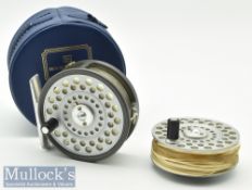 Fine Hardy Bros England The Featherweight alloy trout fly reel with spare spool - 2 7/8” dia, smooth