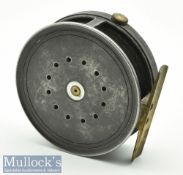 Unnamed Perfect Style Alloy Salmon fly reel – 3.5” dia narrow drum with smooth brass foot, rim