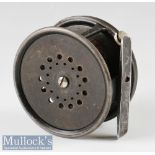 Hardy Bros Alnwick Perfect 3 ¾” Dup Mk II alloy fly reel wide drum, pat 24245 & 9261, smooth alloy