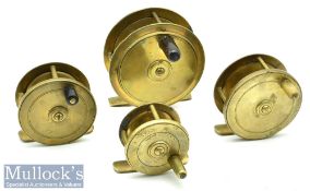 Selection of Various All Brass plate wind reels to include an unnamed 2 ¾” Hardy Birmingham style