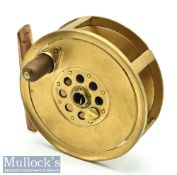 J B Moscrop’s Patent Manchester all brass 4” salmon fly reel with face plate tension regulator,