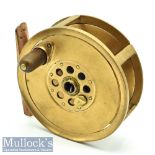 J B Moscrop’s Patent Manchester all brass 4” salmon fly reel with face plate tension regulator,