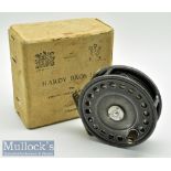 Hardy Bros England St John 3 7/8” alloy trout fly reel with ribbed brass foot, ebonite handle, quick