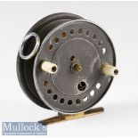 Unnamed Farlow’s Aerial Style Self Controlled Spinning alloy reel c1936-1940 – 4” dia with brass rim