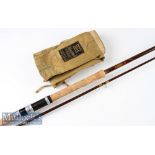Good Hardy Bros Made in England “Jet Spinning” Fibalite rod – 8ft 6in 2pc with clear agate lined tip