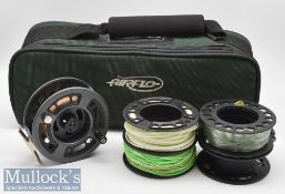 Greys Alnwick GRX large arbour Salmon Fly reel c/w 4x spare spools – in fitted Airflo padded reel/