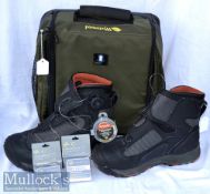 Good set of Simms Waders, Boots and Wychwood Boot carrier – pair of size 10 Simms Vibram boots