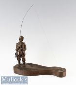 David Hughes signed Fishing Sculpture c1979 – The Chalk Stream Collection titled “Tight Line” - from
