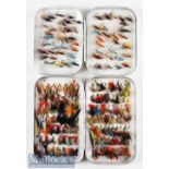 Wheatley Silmalloy fly tin and flies containing various single and double hook flies, with clips