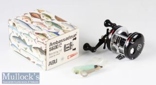 ABU Ambassadeur 5600C bait casting reel in black and chrome, marked 820800, in as new condition,