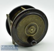 R Lees Perth Scottish Pattern 4 ½” rosewood and brass Salmon fly reel brass plate engraved with