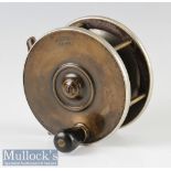 P D Malloch Sun and Planet 4 ½” brass and ebonite fly reel with nickel silver rims, smooth bridged