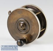 P D Malloch Sun and Planet 4 ½” brass and ebonite fly reel with nickel silver rims, smooth bridged