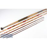 Interesting and early Carter London Combination whole cane and greenheart 7 piece coarse rod with
