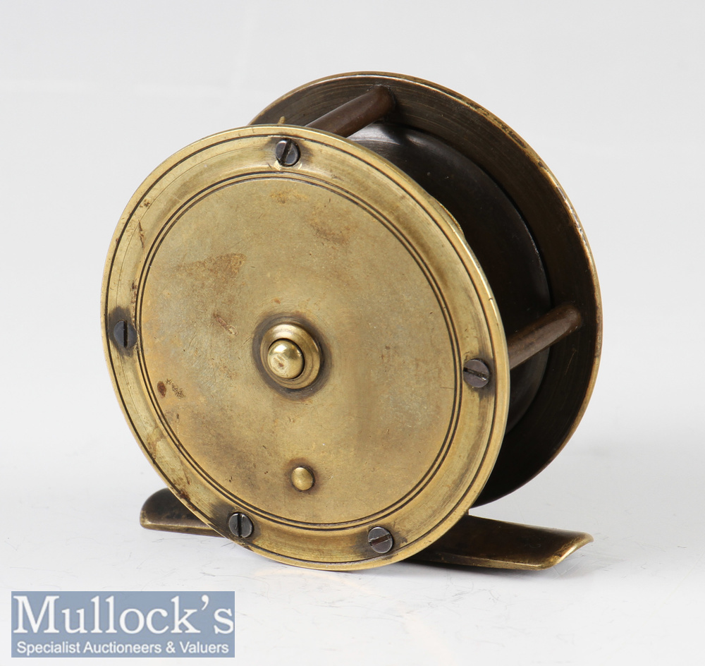 Good Hardy Bros Makers Alnwick smallest brass Hercules fly reel c1890 – 2.5” dia with makers - Image 2 of 2