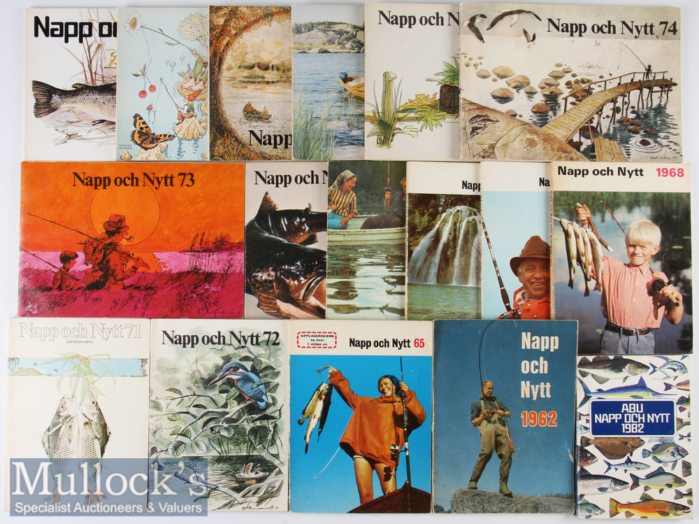 17x early Swedish Version of Abu Tightlines - ‘Napp Och Nytt’ Fishing Catalogues from 1962 onwards –