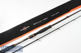 Fine and unused Sakura “Shinjin Neo Model Sins-862 LR-MH” carbon spinning rod – 8ft 6in 2pc lure