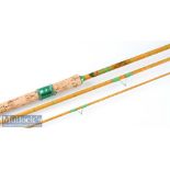 Fine Mitre-Hardy “The Wondrex Super Float” split cane rod fully refurbished – 11ft 3pc with amber