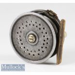 Farlow ‘The Heyworth’ silent check 3” trout fly reel with ‘Holdfast’ logo, marked Pat. No. 23129,