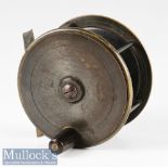 G Little & Co Makers to HRH Prince of Wales’ London brass plate wind salmon fly reel c1890s - 4” dia