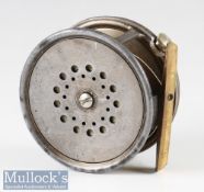 Hardy Bros Alnwick The Perfect 3 ¾” alloy fly reel Dup Mk II wide drum with smooth brass foot, rim