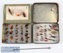 2x Richard Wheatley The Loch Leven Eyed Fly Boxes and flies measuring 4.25x3x0.5” approx. and 4x3.