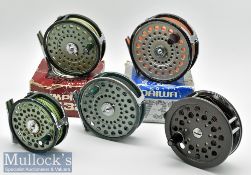 Collection of various used and boxed trout fly reels (7) – 2x Olympic Model 4320 (boxed) and