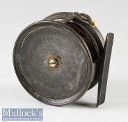 c1895 Hardy Bros Alnwick Brass Face 3 ½” Perfect fly reel wide solid drum, smooth brass foot,