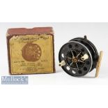 Scarce Allcocks Aerial Alloy Ventilated Centre pin reel with rim check lever c1930 early 1940s –