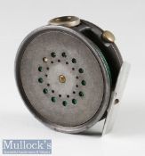 Hardy Bros Alnwick Perfect 3 3/8” Dup Mk II alloy trout fly reel with green agate line guide (