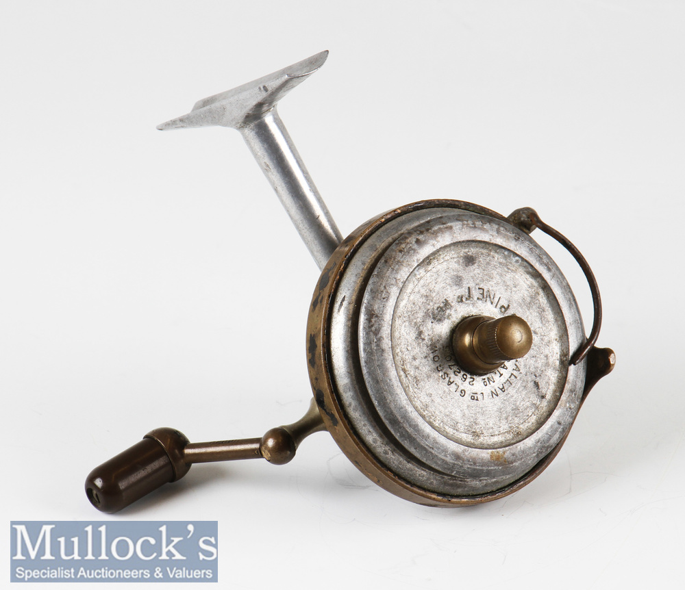 Arthur Allen Glasgow ‘Spinet’ early casting reel pat no 262706, half bail, exposed gearing, stiff - Image 2 of 3
