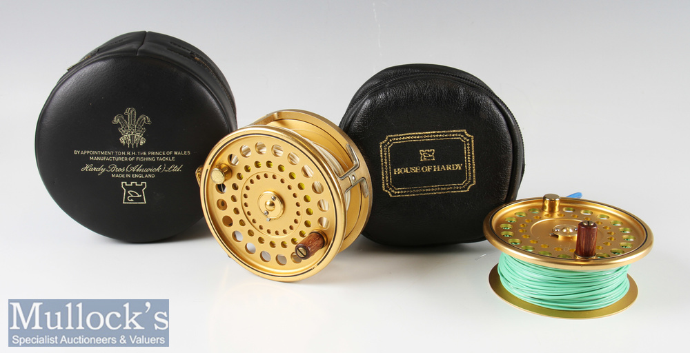 Hardy The Gold Sovereign 11/12 Salmon Fly Reel and spare spool – ltd ed no 873, ribbed foot, twin “