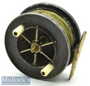 S Allcock & Co Redditch The Aerial Popular 3 ½” centrepin reel wide drum stamped Reg’d Design 689467