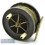 S Allcock & Co Redditch The Aerial Popular 3 ½” centrepin reel wide drum stamped Reg’d Design 689467