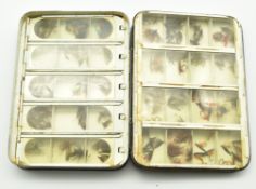 Hardy Bros Makers Alnwick “The Halford No. 2” black japanned dry fly box and flies – c/w clip and