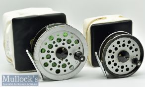 Noris Shakespeare Beaulite 4 ¼” alloy salmon fly reel together with another Youngs Noris Shakespeare