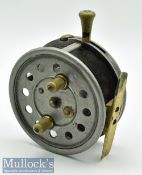 J S Sharpe Maker Aberdeen Scottie 4” alloy centrepin casting reel with a smooth brass foot, twin