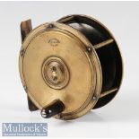 R Anderson & Sons Princes St Edinburgh Hercules style brass salmon reel – 3.75” dia – raised plate