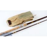 Hardy Bros Made in England “Richard Walker Avon” Fibalite rod – 10ft 2pc with amber agate lined butt