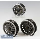 2x JW Young & Sons, Redditch 1535 Salmon 4 ½” fly reels together with a Daiwa 809 3 ½” trout fly