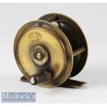 Good Hardy Bros Makers Alnwick smallest brass Hercules fly reel c1890 – 2.5” dia with makers