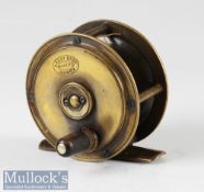 Good Hardy Bros Makers Alnwick smallest brass Hercules fly reel c1890 – 2.5” dia with makers