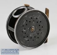 Unnamed J W Young & Sons built perfect style 3 ½” salmon fly reel running on bearings, wide drum,