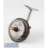 Arthur Allen Glasgow ‘Spinet’ early casting reel pat no 262706, half bail, exposed gearing, stiff