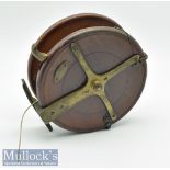 Interesting unnamed large Ocean Silex Style mahogany and brass star back silent check reel c1900 –