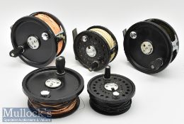 Collection of Scientific Angler System Two salmon and trout fly reels with spare spools and lines (