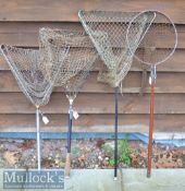 4x Alloy and Wooden folding/collapsible trout size landing nets – 2x stamped Made in Gt Britain