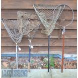 4x Alloy and Wooden folding/collapsible trout size landing nets – 2x stamped Made in Gt Britain