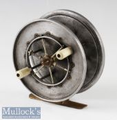 Fine S Allcock & Co Redditch Popular 4” centre pin reel aluminium construction with smooth brass
